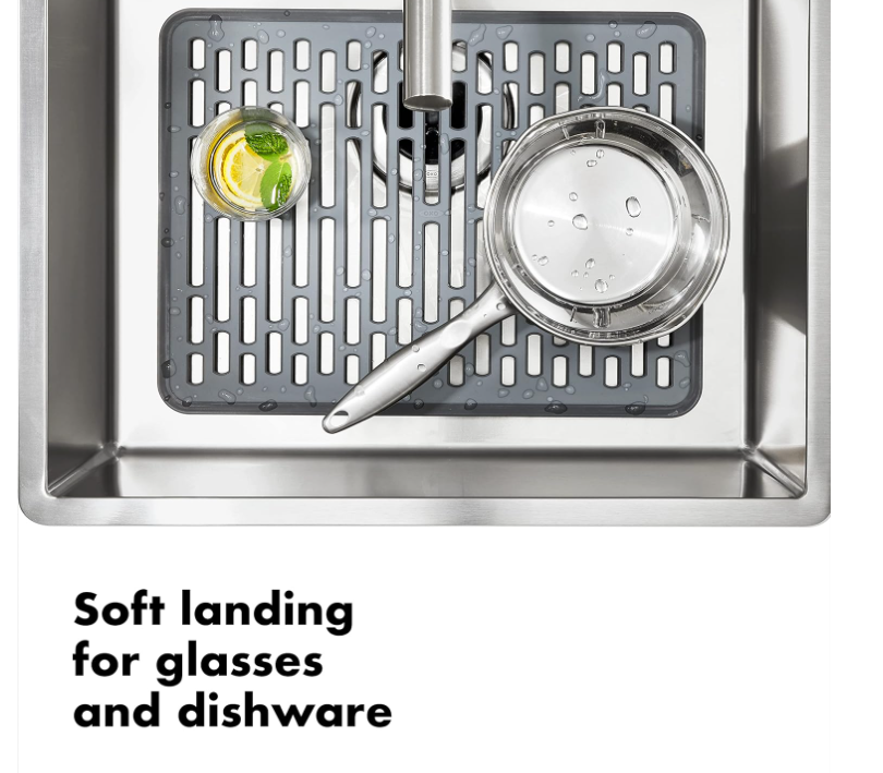 OXO 13138200 Good Grips All-Silicone Sink Mat, LARGE RECTANGLE Silver Secondary image