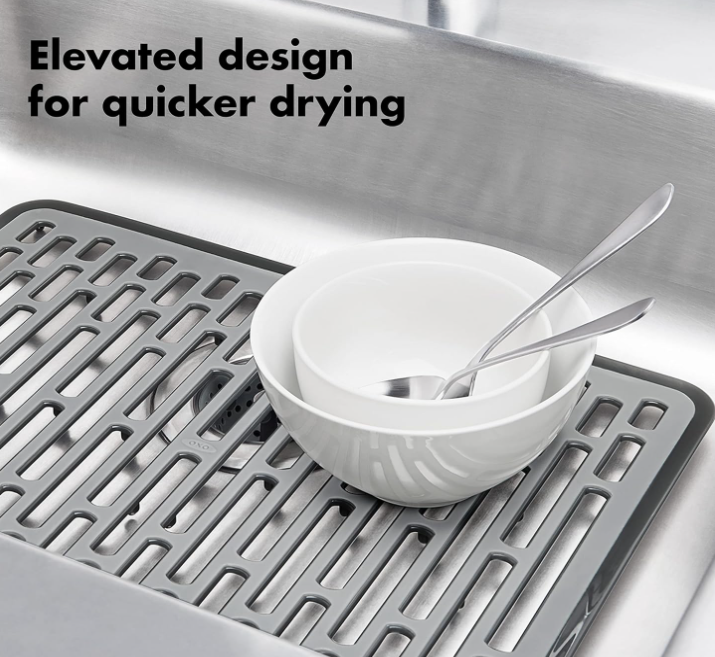 OXO 13138200 Good Grips All-Silicone Sink Mat, LARGE RECTANGLE Silver