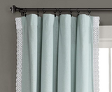 Lush Decor Rosalie Light Filtering Window Curtain Panel Set- Pair- Vintage Farmhouse & French Country Style Curtains - Timeless Dreamy Drape - Romantic Lace Trim - 54" W x 84" L, Blue