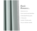 Lush Decor Rosalie Light Filtering Window Curtain Panel Set- Pair- Vintage Farmhouse & French Country Style Curtains - Timeless Dreamy Drape - Romantic Lace Trim - 54" W x 84" L, Blue