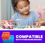 MEGA Barbie Camper Building Toy Vehicle Playset, Adventure DreamCamper with 123 Pieces, 2 Micro-Dolls, Accessories, Pets and Furniture