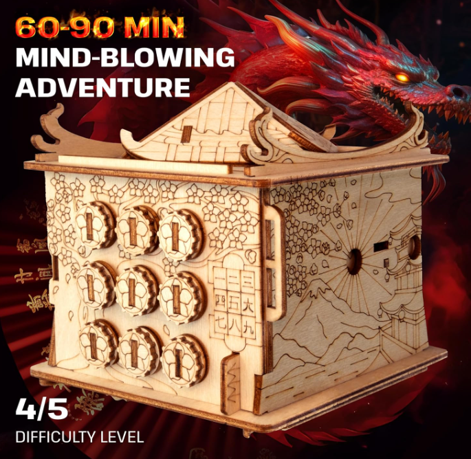ESC WELT House of Dragon Puzzle Box - Escape Room in a Box - Brain Teaser Games for Adults - 3d Board Games with Hidden Compartment - Gift Box - Cash Puzzles Money Box - Wooden Board Game for Adults Secondary image
