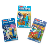 Melissa & Doug On the Go Water Wow! Reusable Color with Water Travel Toy Activity Pad with Chunky Water Pen 3-Pack (Dinosaurs, Adventure, Space) | 3-Pack Of Reusable No-Mess Travel Activities For Kids