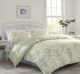 Laura Ashley Home - Twin Duvet Cover Set, Reversible Cotton Bedding with Matching Sham, Lightweight Home Decor for All Seasons (Natalie Sage, Twin)