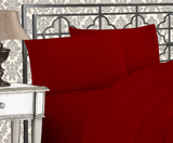 Elegant Comfort Luxurious Premium Hotel Quality Microfiber Three Line Embroidered Softest 4-Piece Bed Sheet Set, Wrinkle and Fade Resistant, Queen, Burgundy