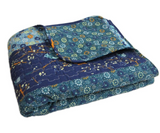 Lush Decor Royal Empire Reversible Cotton Throw Blanket, 50" W x 60" L, Peacock - Colorful Boho Patterns - Blue Throw - Fall Quilted Throw - Bohemian Striped Cotton Blanket For Bed, Couch, Or Chair