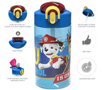 Zak Designs PAW Patrol Kids Water Bottle with Spout Cover and Built-in Carrying Loop, Durable Plastic, Leak-Proof Water Bottle Design for Travel (16 oz, 2-Pack, Non-BPA, Marshall)