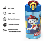 Zak Designs PAW Patrol Kids Water Bottle with Spout Cover and Built-in Carrying Loop, Durable Plastic, Leak-Proof Water Bottle Design for Travel (16 oz, 2-Pack, Non-BPA, Marshall)