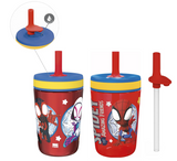Zak Designs Spidey and His Amazing Friends Kelso Tumbler Set, Leak-Proof Screw-On Lid with Straw, Bundle for Kids Includes Plastic and Stainless Steel Cups with Bonus Sipper, 3pc Set, Non-BPA