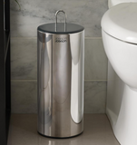 Joseph Joseph EasyStore Luxe Stainless Steel Concealed Toilet Paper Holder Stand Storage with Lid, Hods up to 3 Rolls