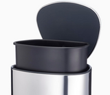 Joseph Joseph EasyStore Luxe Stainless Steel 5 Liter Pedal Trash Can with Bin Liner Storage, Soft-Close Lid, Removable Inner Bucket, for Bathroom, Bedroom, Office