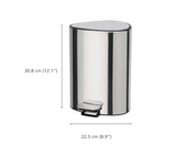 Joseph Joseph EasyStore Luxe Stainless Steel 5 Liter Pedal Trash Can with Bin Liner Storage, Soft-Close Lid, Removable Inner Bucket, for Bathroom, Bedroom, Office