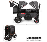 Radio Flyer Voya Quad Stroller Wagon, 4 Seater Wagon Stroller for Kids, Baby Stroller Wagon