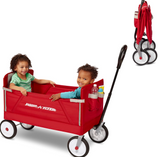 Radio Flyer 3-in-1 EZ Folding Wagon Ride On for Kids, Garden, & Cargo, Red Collapsible Wagon