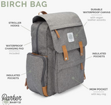 'Parker Baby Diaper Backpack - Large Diaper Bag with Insulated Pockets, Stroller Straps and Changing Pad -''Birch Bag'''