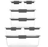 Rubbermaid Brilliance Storage 14-Piece Plastic Lids | BPA Free, Leak Proof Food Container, Clear