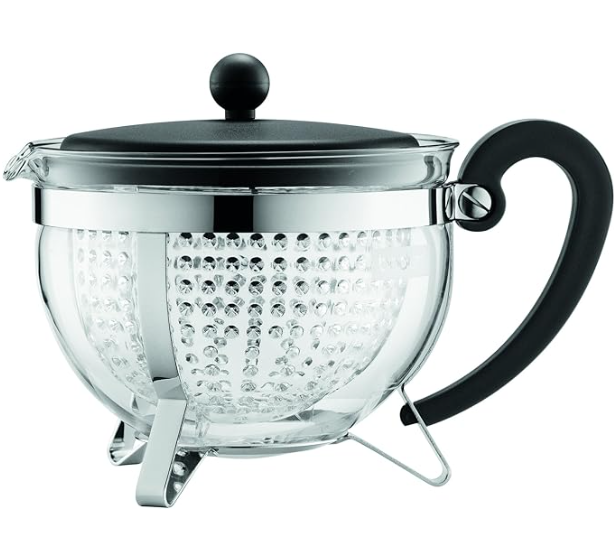Bodum 1970-01 Chambord Tea Pot with Coloured Plastic Lid, 1.3L, Black Main image