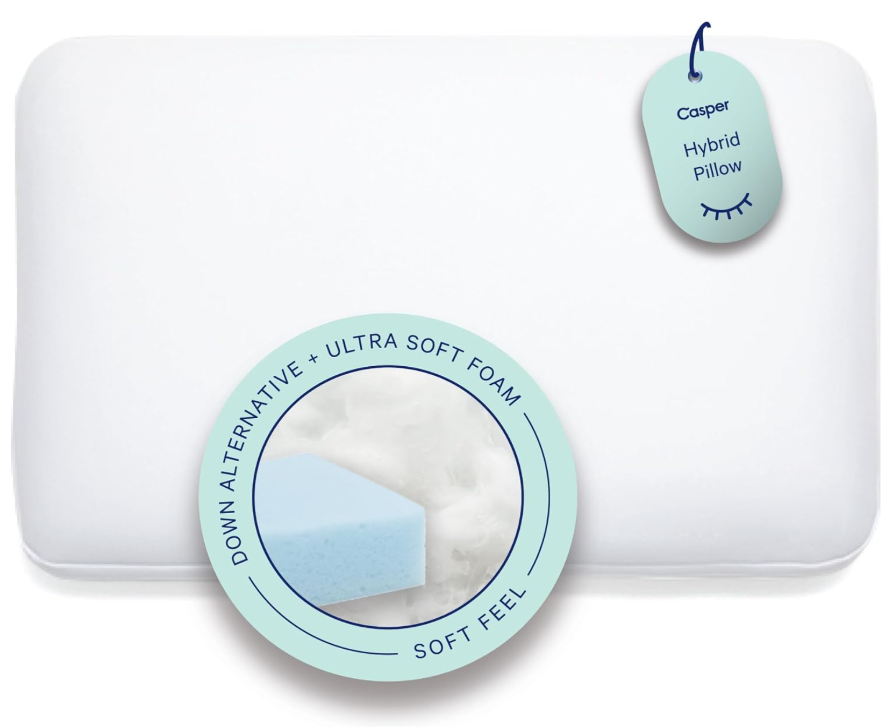 Casper Hybrid Pillow for Sleeping, Standard, White