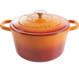CROCK POT 109469.02 Artisan 5 Quart Round Enameled Cast Iron Dutch Oven, Sunset Orange