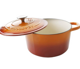 CROCK POT 109469.02 Artisan 5 Quart Round Enameled Cast Iron Dutch Oven, Sunset Orange
