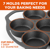 Commercial Chef Cast Iron Biscuit Pan, Pre-seasoned Biscuit Pan for Camping or Indoor, Ready to Use Cast Iron Cookware for Biscuits, Muffins