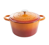 CROCK POT 109469.02 Artisan 5 Quart Round Enameled Cast Iron Dutch Oven, Sunset Orange