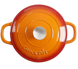 CROCK POT 109469.02 Artisan 5 Quart Round Enameled Cast Iron Dutch Oven, Sunset Orange