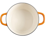 CROCK POT 109469.02 Artisan 5 Quart Round Enameled Cast Iron Dutch Oven, Sunset Orange