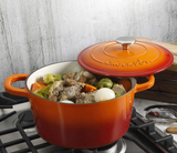 CROCK POT 109469.02 Artisan 5 Quart Round Enameled Cast Iron Dutch Oven, Sunset Orange