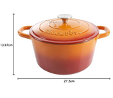 CROCK POT 109469.02 Artisan 5 Quart Round Enameled Cast Iron Dutch Oven, Sunset Orange