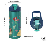 Zak Designs Disney Princess Water Bottle for Travel and At Home, 19 oz Vacuum Insulated Stainless Steel with Locking Spout Cover, Built-In Carrying Loop, Leak-Proof Design (Disney Princess)