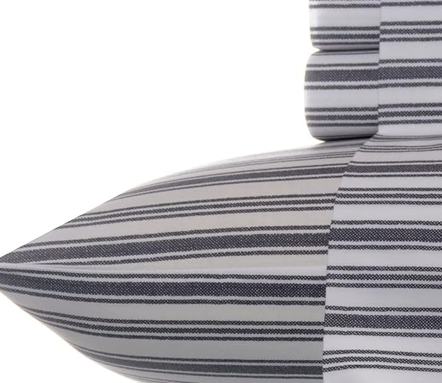 Nautica 208669 | Percale Collection | Bed Sheet Set - 100% Cotton, Crisp & Cool, Lightweight & Moisture-Wicking Bedding, Queen, Coleridge Charcoal Secondary image