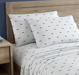 Nautica - Full Sheet Set, Cotton Percale Bedding Set, Crisp & Cool, Lightweight & Breathable (Whale Stripe Blue, Full)