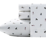 Eddie Bauer - King Sheets, Cotton Percale Bedding Set, Crisp & Cool Home Decor (Fishing Flies White,4 pcs, King)