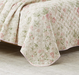 Laura Ashley Home - Queen Quilt Set, Reversible Cotton Bedding with Matching Shams, Lightweight Home Decor for All Seasons (Breezy Floral Pink/Green, Queen)