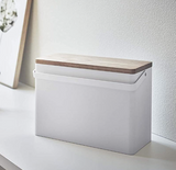 Yamazaki Home First Aid Box Three Tiered Medical Supplies Metal Organizer With Multicompartment Storage, Steel + Wood, Handles, Lid