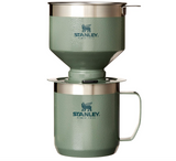 STANLEY Perfect Brew Pour Over Set | 12 oz Camp Mug with Lid Included | Drip Coffee Maker with Reusable Filter | Insulated Stainless Steel | BPA-Free | Hammertone Green