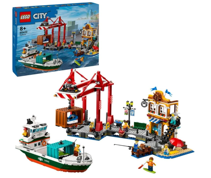 LEGO City Seaside Harbour with Cargo Ship Toy 60422, Building Set for Boys and Girls Aged 8 and Over, Kids’ Gift Ideas, Model Container Crane and Boat with 8 Minifigures (1226 Pieces) Secondary image