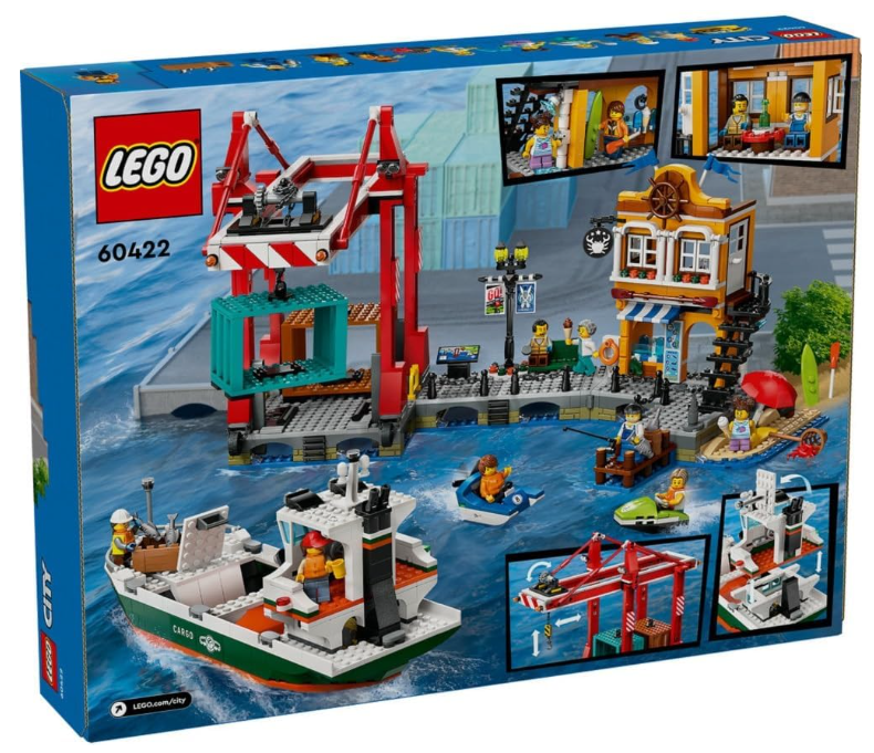 LEGO City Seaside Harbour with Cargo Ship Toy 60422, Building Set for Boys and Girls Aged 8 and Over, Kids’ Gift Ideas, Model Container Crane and Boat with 8 Minifigures (1226 Pieces) Main image