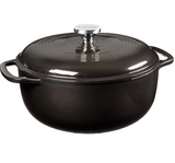 Lodge EC6D18 Enameled Cast Iron Dutch Oven, Midnight Chrome, 6 Quart