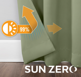 Sun Zero Soho 2-pack Blackout Energy Efficient Grommet Curtain Panel Pair, 54" x 96", Sage Green