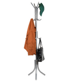 Mind Reader Coat Rack, Hall Tree, Freestanding Organizer, Coat Tree, Hat, Jacket, Purse, Metal, 18" L x 18" W x 68.5" H, Silver