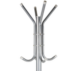 Mind Reader Coat Rack, Hall Tree, Freestanding Organizer, Coat Tree, Hat, Jacket, Purse, Metal, 18" L x 18" W x 68.5" H, Silver