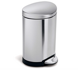 simplehuman Mini Semi-Round Step Trash Can, Stainless Steel, 6 L / 1.6 Gal