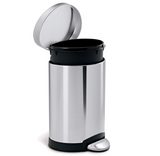 simplehuman Mini Semi-Round Step Trash Can, Stainless Steel, 6 L / 1.6 Gal