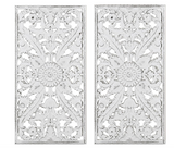 Madison Park Wall Art Living Room Décor - Vintage Botanical Carved Wooden Panel Home Accent Bathroom Decoration Ready to Hang Frames for Bedroom, 15.75