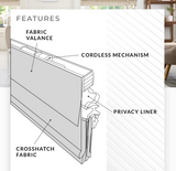 CHICOLOGY - RMBF2764 Cordless Roman Shades Cross-Hatched Modern Fabric Cascade Window Blind Treatment, 27"W X 64"H