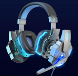 KUFUNG 3.5mm Gaming Headset ENC Noise Cancelling Mic LED Headphones Stereo Bass Surround for PC PS4 Xbox One,Black Blue