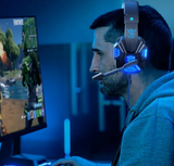 KUFUNG 3.5mm Gaming Headset ENC Noise Cancelling Mic LED Headphones Stereo Bass Surround for PC PS4 Xbox One,Black Blue