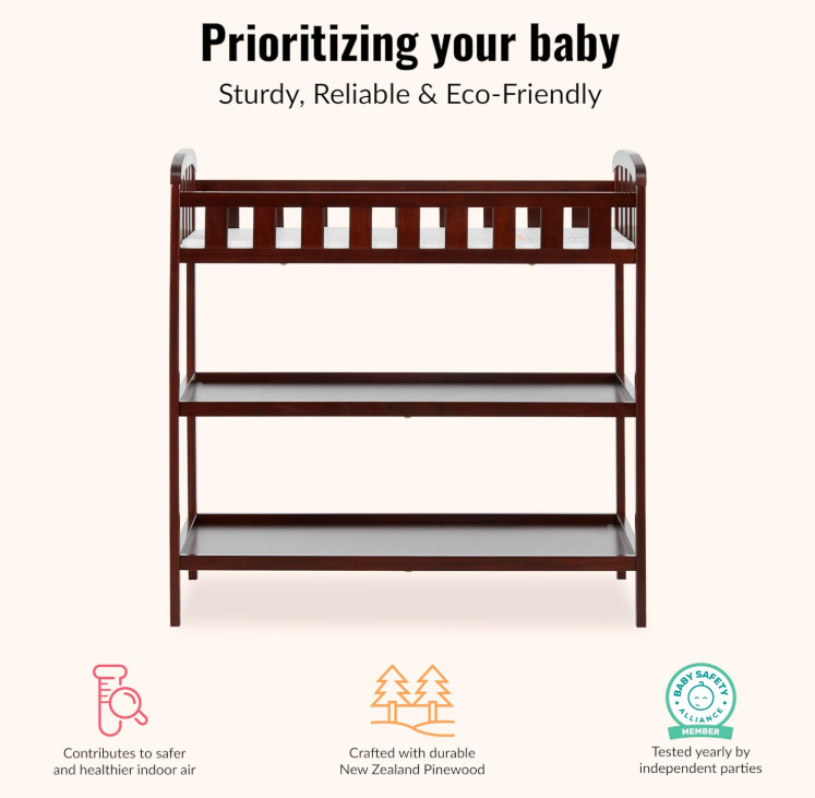 Dream On Me Emily Changing Table in Espresso, 36.5x20x39 Inch